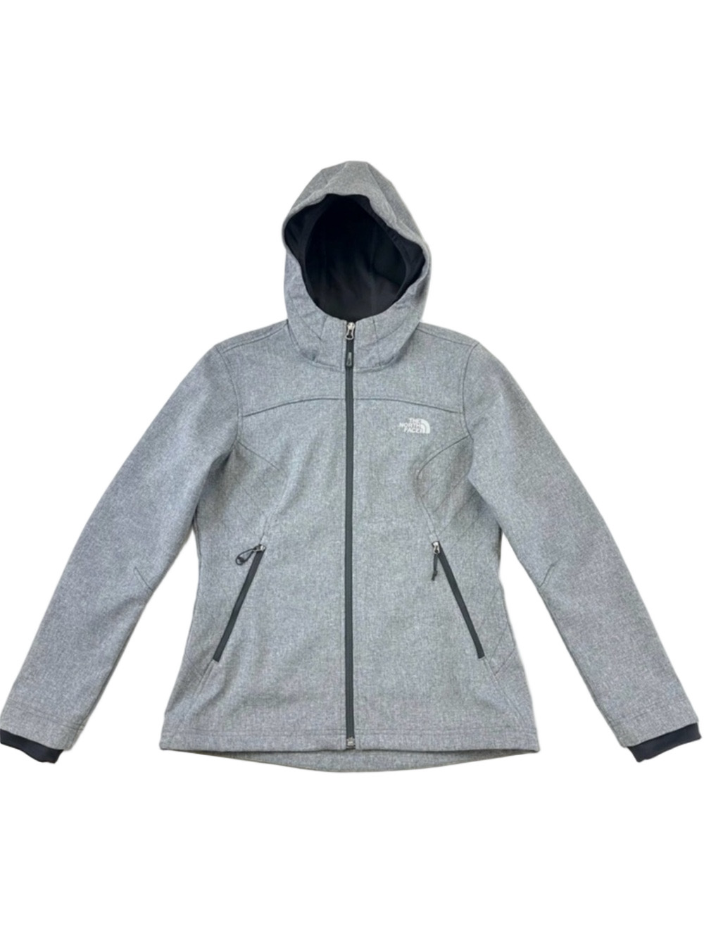 The North Face soft shell hooded womens jacket Medium charcoal